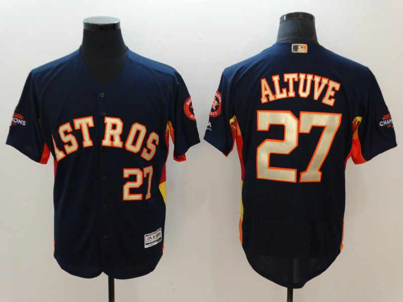 Men Houston Astros 27 Altuve Blue Elite Champion Edition MLB Jerseys